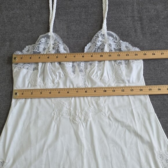 Vtg Gafer Full Slip Nightgown Robe Set IT 4  L White Nylon Calais Lace Italy NOS - Picture 5 of 16